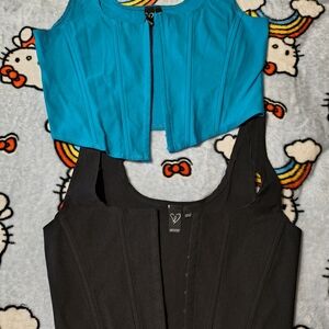 Windsor Black and Teal Crop Tops